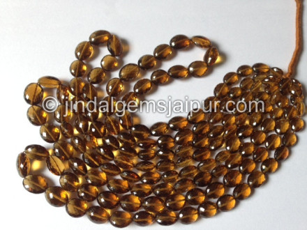 Cognac Quartz Micro Cut Faceted Oval Shape Beads